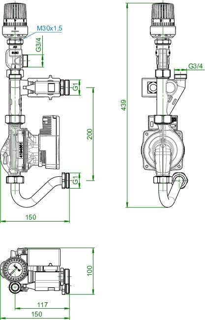 OVENTROP OV Vorlauftemperatur-Regelmodul für Regudis W-HTE – Thermostatische Regelung 20–50 °C