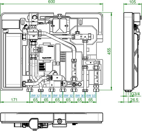 OVENTROP Regudis W-HTE Wohnungsstation – elektronisch geregelt, 12 l/min, kupfergelötet