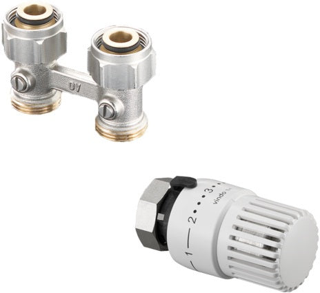 Oventrop Anschluss-Set Multiflex F Durchgang mit Thermostat vindo TH G 1/2 IG