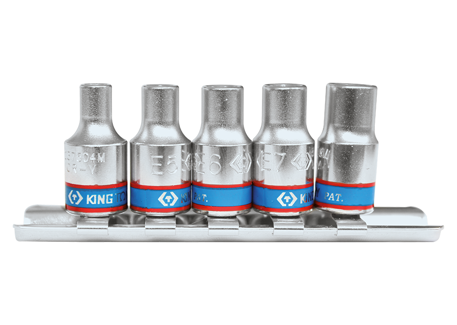 KING TONY Profi-Werkzeuge - 1/4" TORX Steckschlüsselset, Steckleiste - 5 tlg. 2105PR