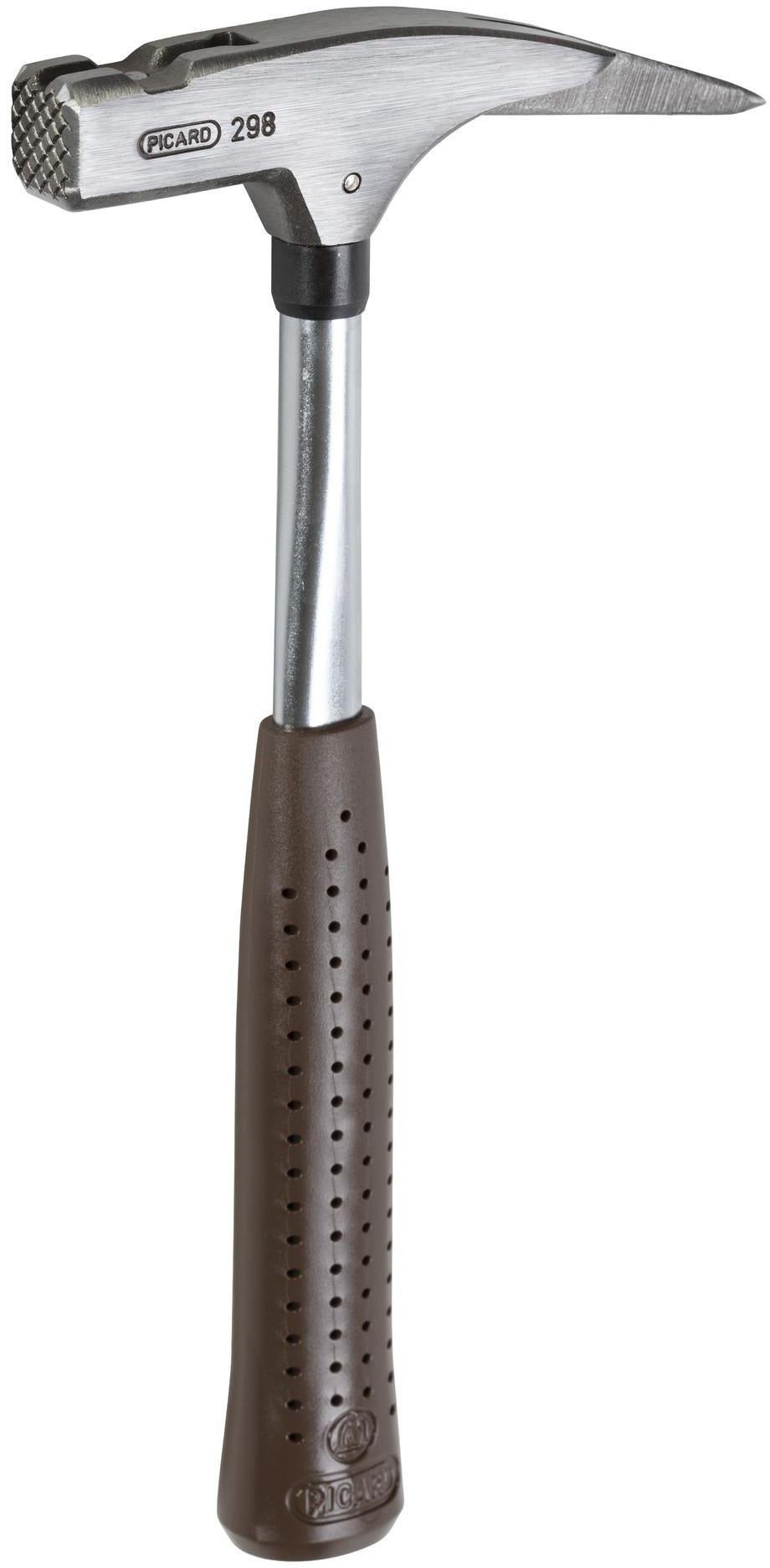 Picard Latthammer 29810 mit Magnet, 600 g Kopfgewicht, fein blank, geraut – Stahlrohrstiel