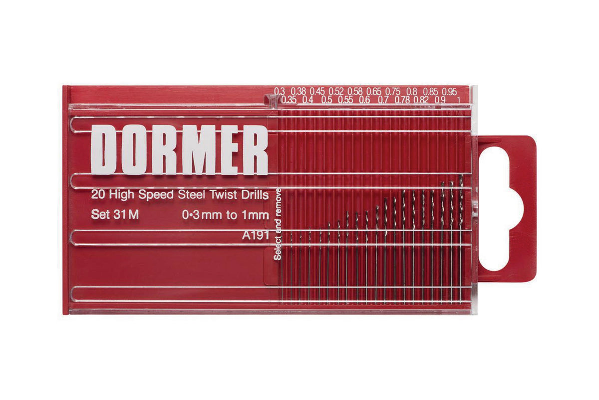 DORMER Spiralbohrersatz A191 HSS 20-teilig 0,3-1,0 mm DIN 338 in Runddose