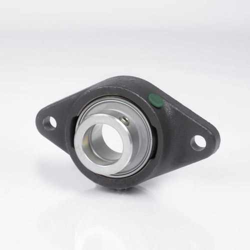 ZEN Flanschlager-Gehäuseeinheit AELFL206 30 mm oval – Grauguss, Exzenterspannring, 2-Loch