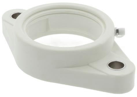 ZEN Flanschlagergehäuse TFL208-WHITE 80 mm oval – Kunststoff, mit Schutzkappe