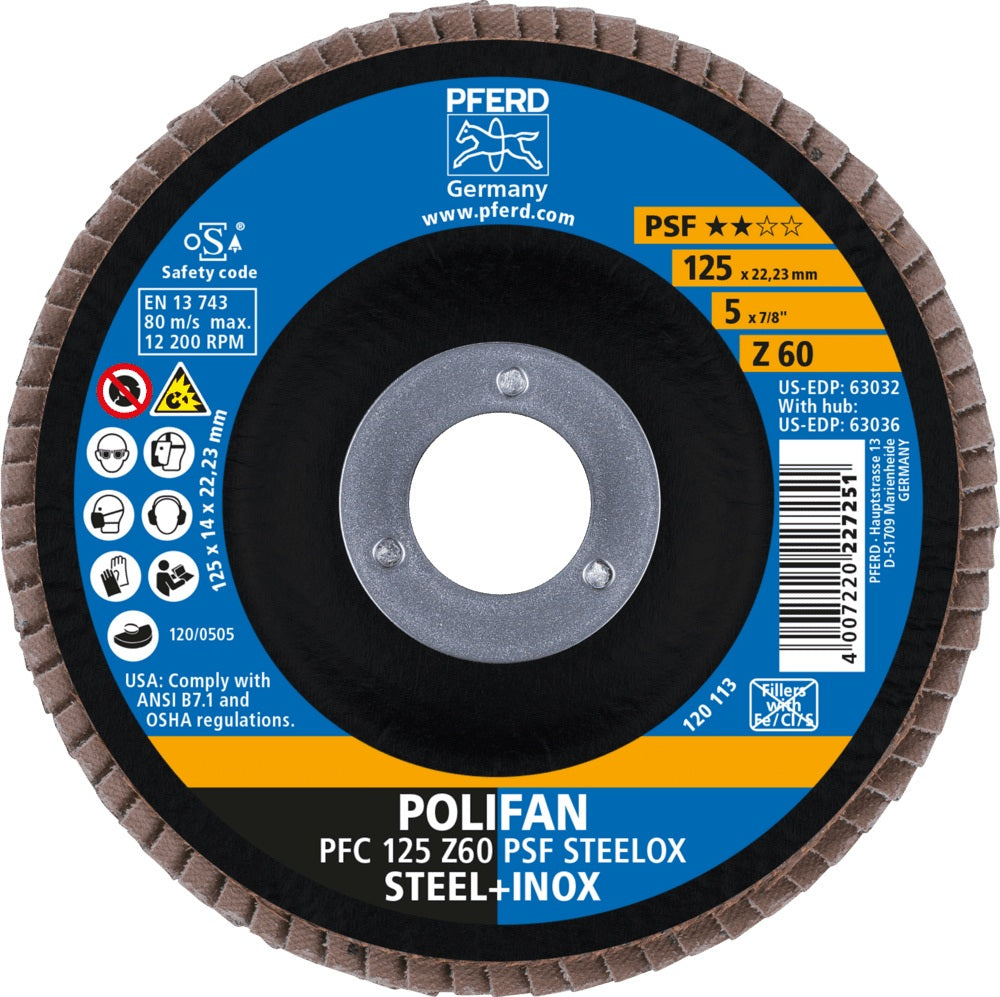PFERD POLIFAN Z PSF STEELOX Fächerscheibe Ø115 mm Körnung 40