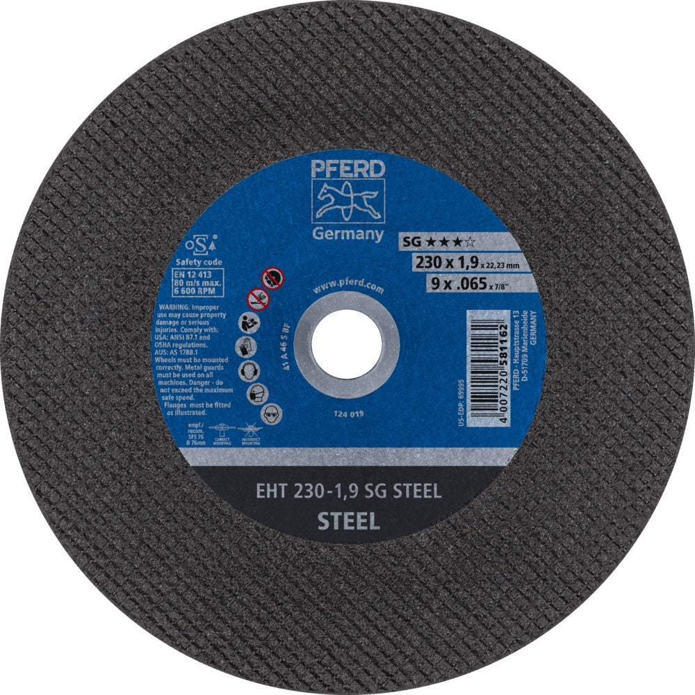 PFERD Trennscheibe SG STEEL D125 x 1 mm gerade – 25 Stück für Stahl