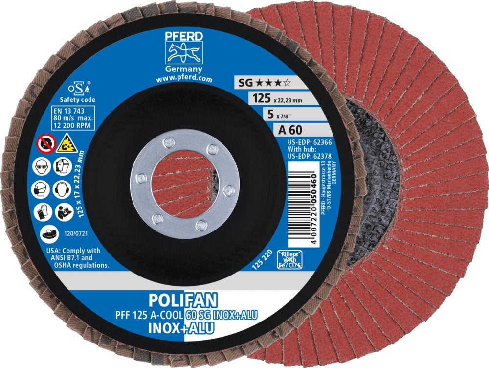 PFERD POLIFAN A-COOL SG INOX+ALU Fächerscheibe Ø125 mm K40 konisch