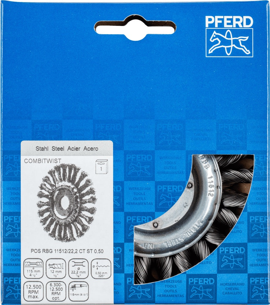 PFERD Rundbürste RBG 11512/22,2 CT ST 0,50 Ø 115 mm Drahtstärke 0,5 mm für Metallbearbeitung