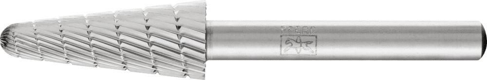 PFERD Frässtift KEL HSS Verzahnung 3, 10 mm Kopf, 6 mm Schaft – Rundkegelform für präzises Zerspanen