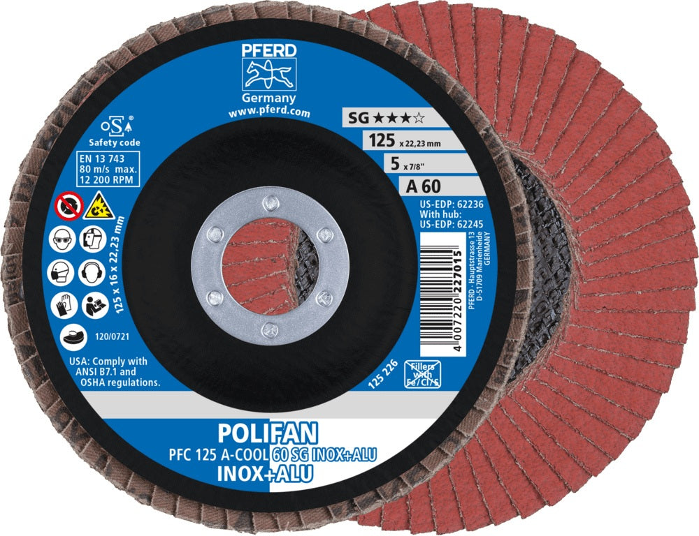 PFERD POLIFAN A-COOL SG INOX+ALU Fächerscheibe Ø125 mm K40 konisch
