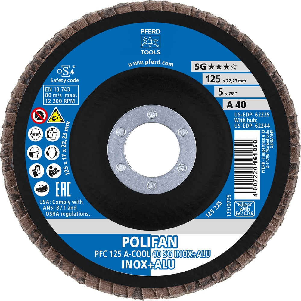 PFERD POLIFAN A-COOL SG INOX+ALU Fächerscheibe Ø125 mm K40 konisch