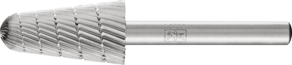 PFERD Frässtift KEL HSS Verzahnung 3, 10 mm Kopf, 6 mm Schaft – Rundkegelform für präzises Zerspanen
