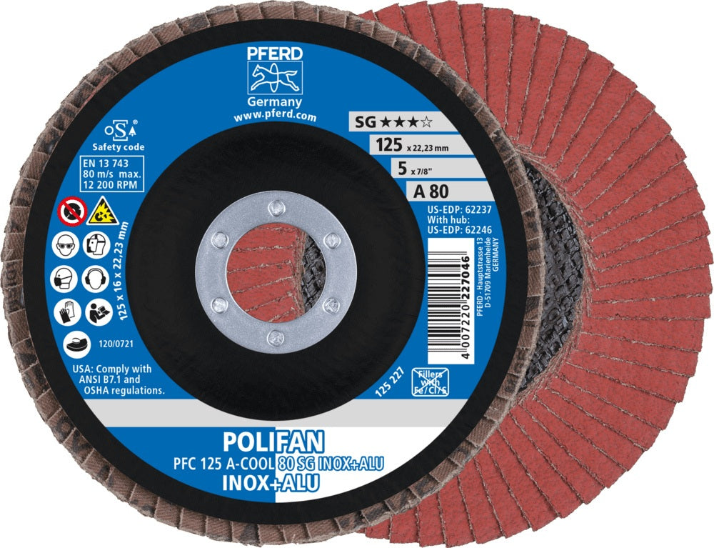 PFERD POLIFAN A-COOL SG INOX+ALU Fächerscheibe Ø125 mm K40 konisch