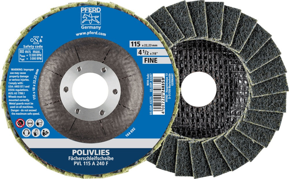 PFERD POLIVLIES Fächerscheibe Ø115 mm Korund A grob für Edelstahl und INOX