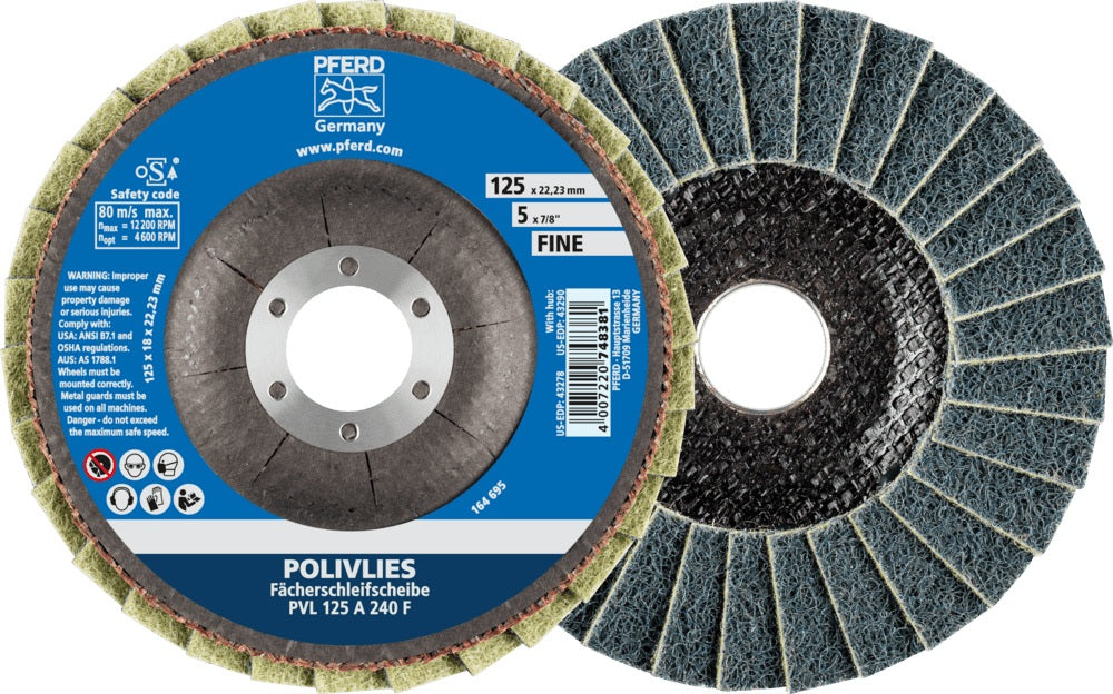 PFERD POLIVLIES Fächerscheibe Ø115 mm Korund A grob für Edelstahl und INOX