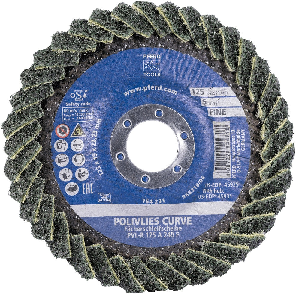 PFERD TOOLS Fächerscheibe POLIVLIES-CURVE PVL-R Ø125 mm K100 Korund A