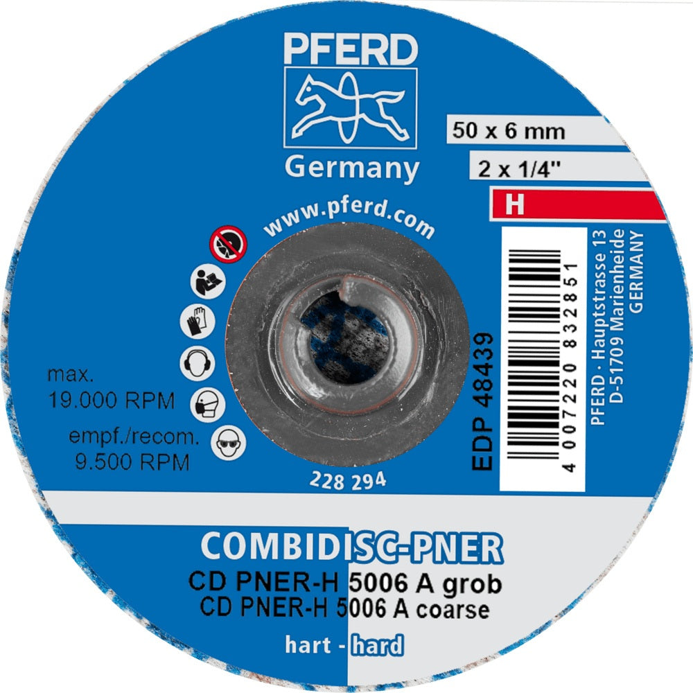 PFERD COMBIDISC Vliesronde CD PNER-W 5006 A G 50 mm – Feinschliff für Edelstahl & Aluminium