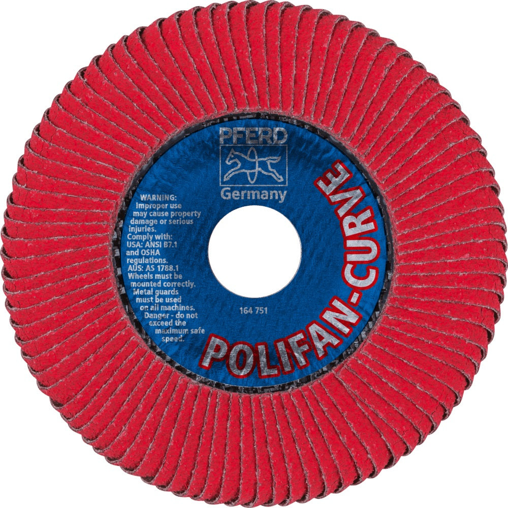 PFERD POLIFAN CO SGP CURVE STEELOX Fächerscheibe Ø125 mm K60 für INOX/Stahl
