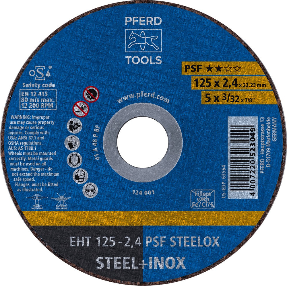 PFERD Trennscheibe PSF STEELOX D125 x 1,6 mm INOX für Edelstahl und Stahl