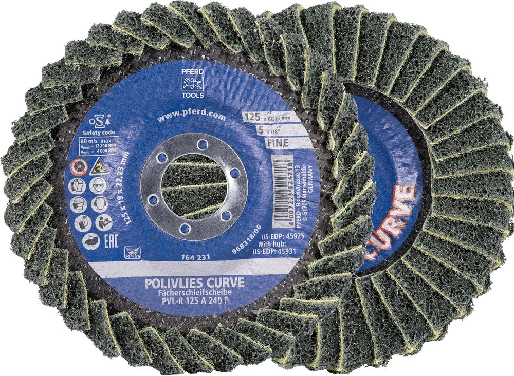 PFERD TOOLS Fächerscheibe POLIVLIES-CURVE PVL-R Ø125 mm K100 Korund A