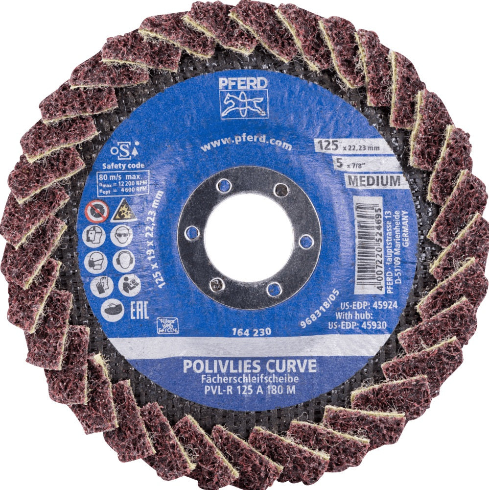 PFERD TOOLS Fächerscheibe POLIVLIES-CURVE PVL-R Ø125 mm K100 Korund A