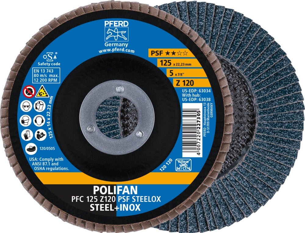 PFERD POLIFAN Z PSF STEELOX Fächerscheibe Ø115 mm Körnung 40