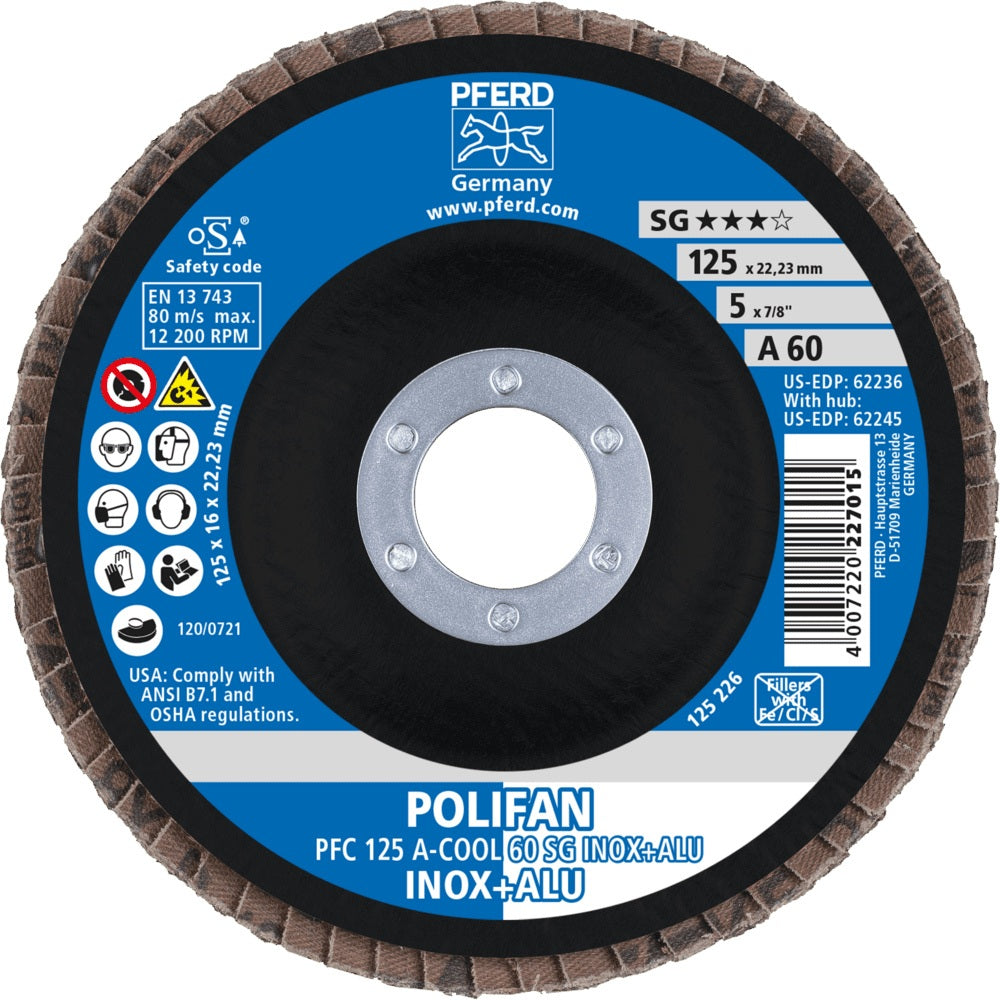 PFERD POLIFAN A-COOL SG INOX+ALU Fächerscheibe Ø125 mm K40 konisch