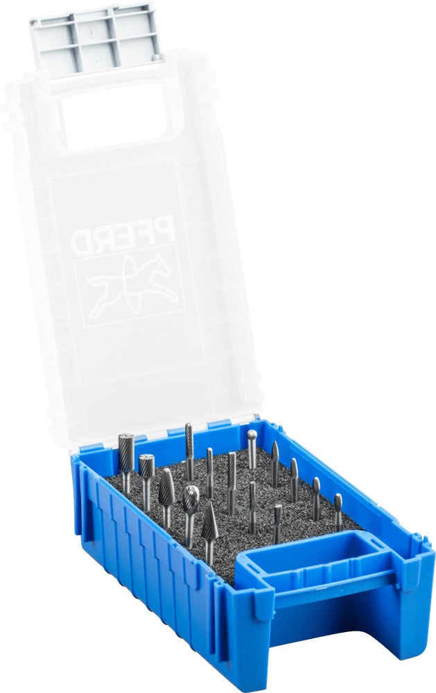 PFERD Kleinfrässtiftesatz 15-teilig Hartmetall Schaft-Ø 3 mm Verzahnung 5