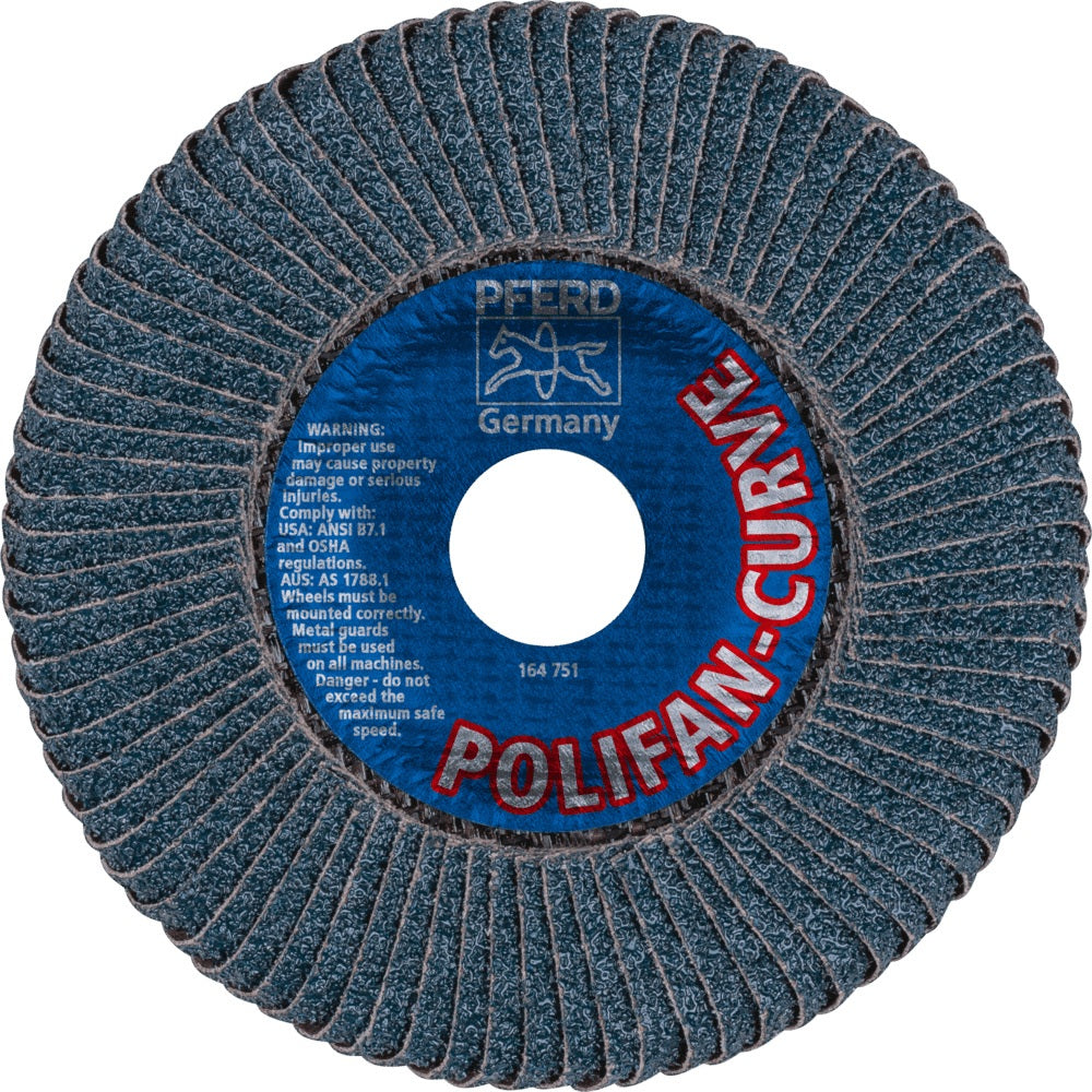 PFERD POLIFAN Z SGP CURVE STEELOX Fächerscheibe Ø125 mm Körnung 40 für INOX und Stahl