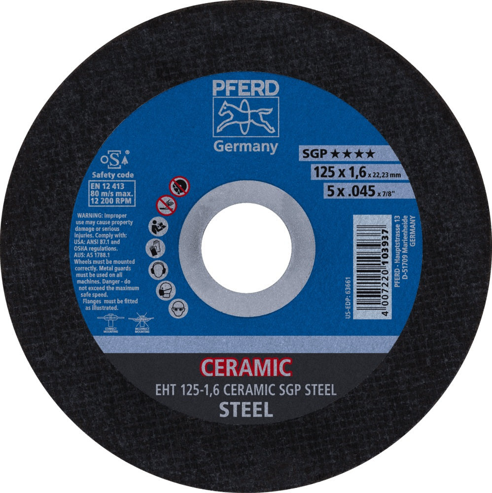 PFERD Trennscheibe Ceramic SGP Steel D125 x 1 mm, 25 Stück, für Stahl