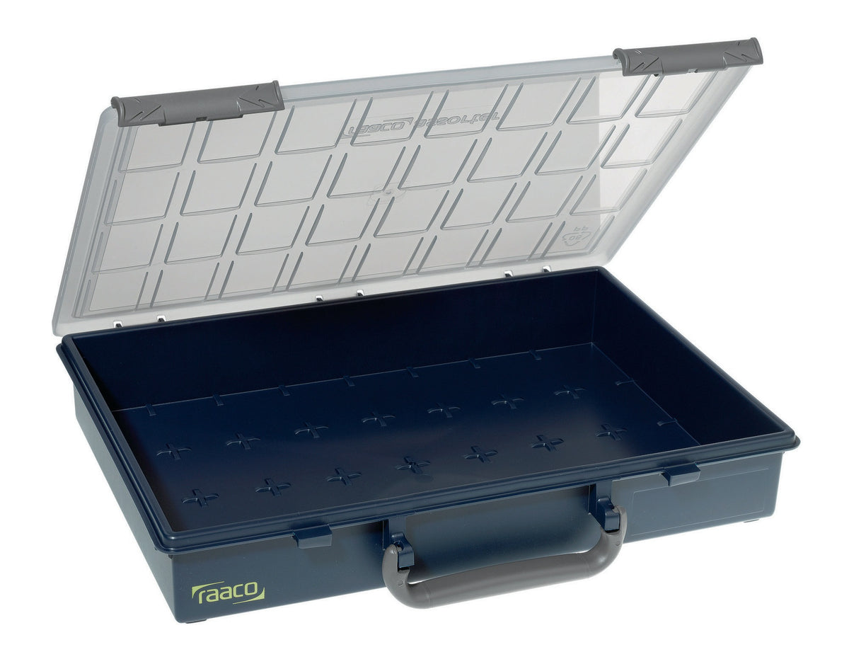 RAACO Sortimentskasten Assorter 55 338x261x57 mm, Unterteil dunkelblau, Deckel transparent