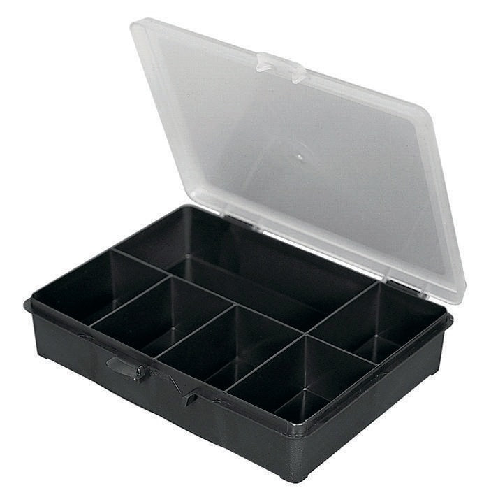raaco Sortierkasten Box 6, 179x151x40 mm, 6 feste Fächer, transparent, PP