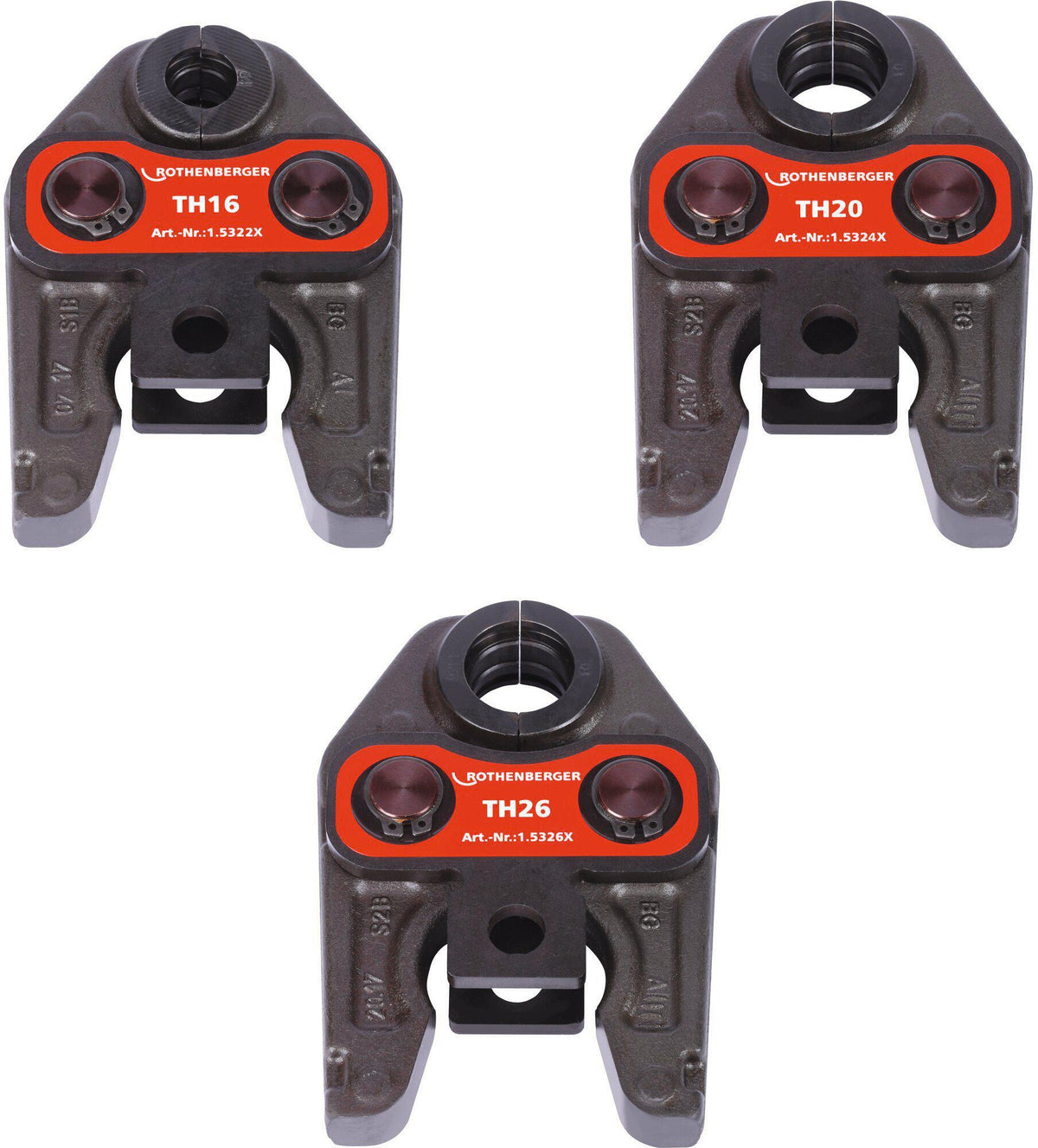ROTHENBERGER Pressbackenset 32 kN NW 15-18-22-28 mm Typ SV mit DURA LAZR TEC