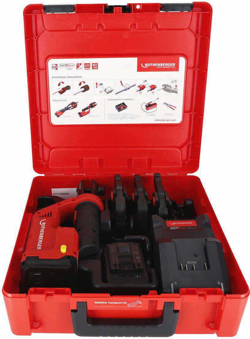 ROTHENBERGER Akku-Pressmaschine ROMAX COMPACT III Basic Set 19 kN 15-35 mm