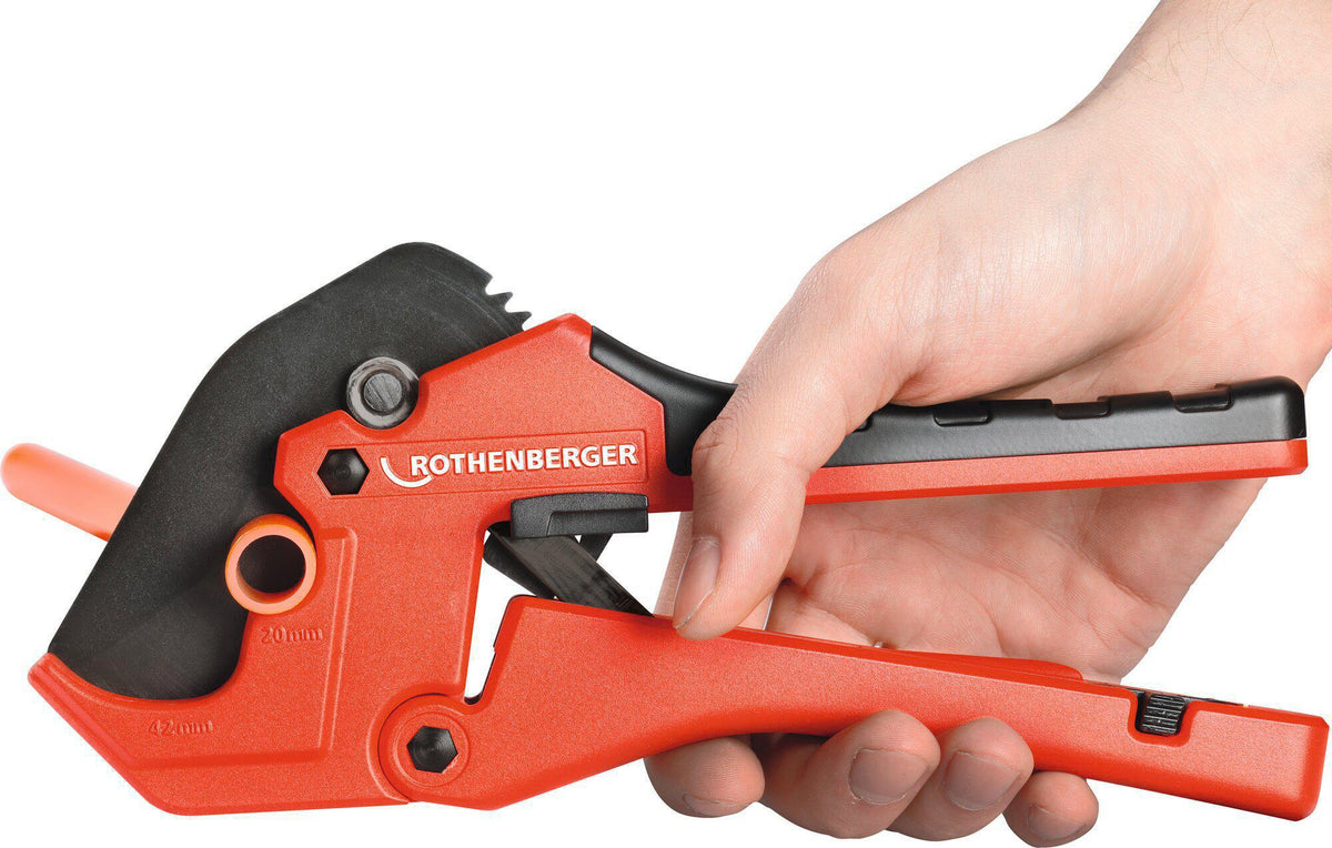ROTHENBERGER ROCUT® 42 TWIN CUT Kunststoffschere für PE/PEX/PB/PVC/PPR Rohre bis 42 mm