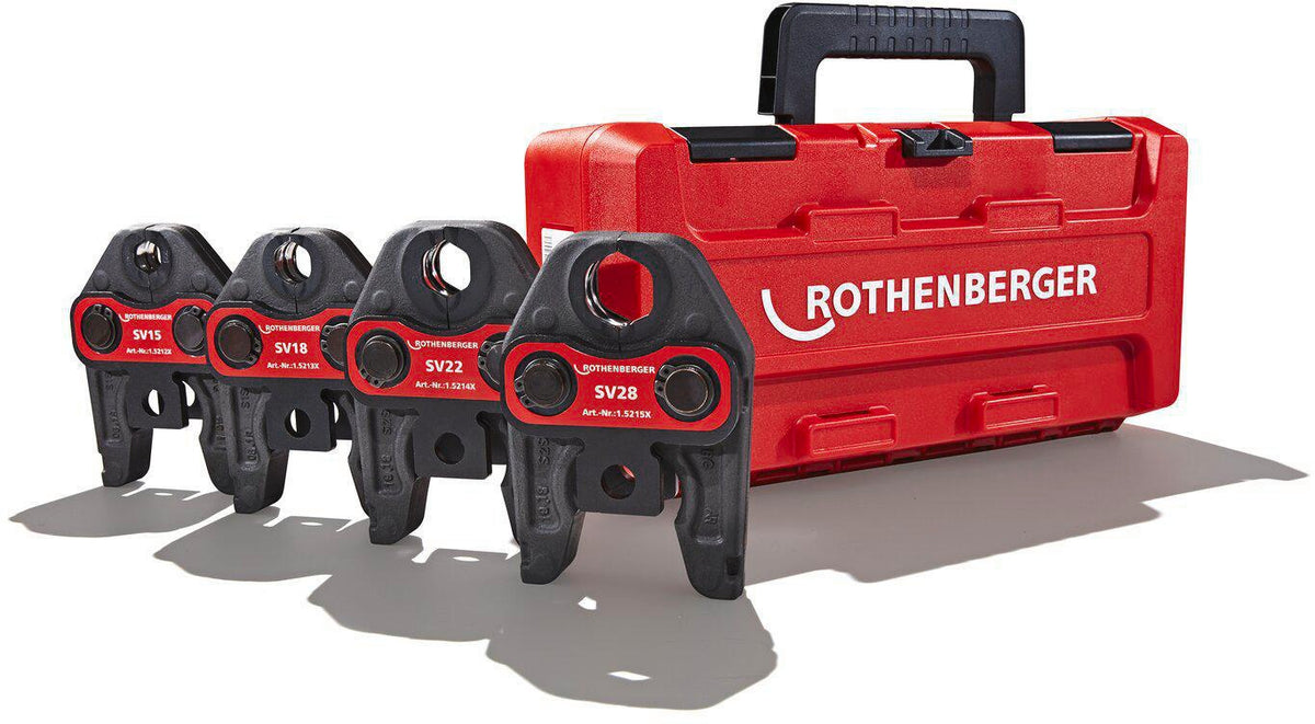 ROTHENBERGER Pressbackenset 32 kN NW 15-18-22-28 mm Typ SV mit DURA LAZR TEC