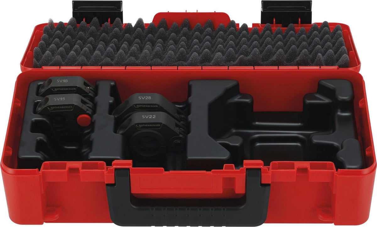 ROTHENBERGER Pressring-Set NW 15-18-22-28 mm Typ SV – DURA LAZR TEC für Kupfer, Stahl, Edelstahl