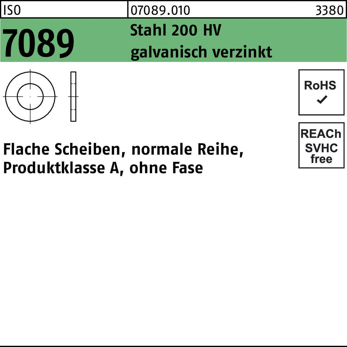 BUFAB Unterlegscheibe ISO 7089 Stahl 200 HV galvanisch verzinkt 4 mm – 1000 Stück