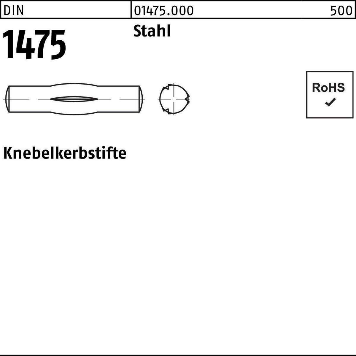 F. REYHER Knebelkerbstift DIN 1475 1,5x8 mm Stahl 250 Stück