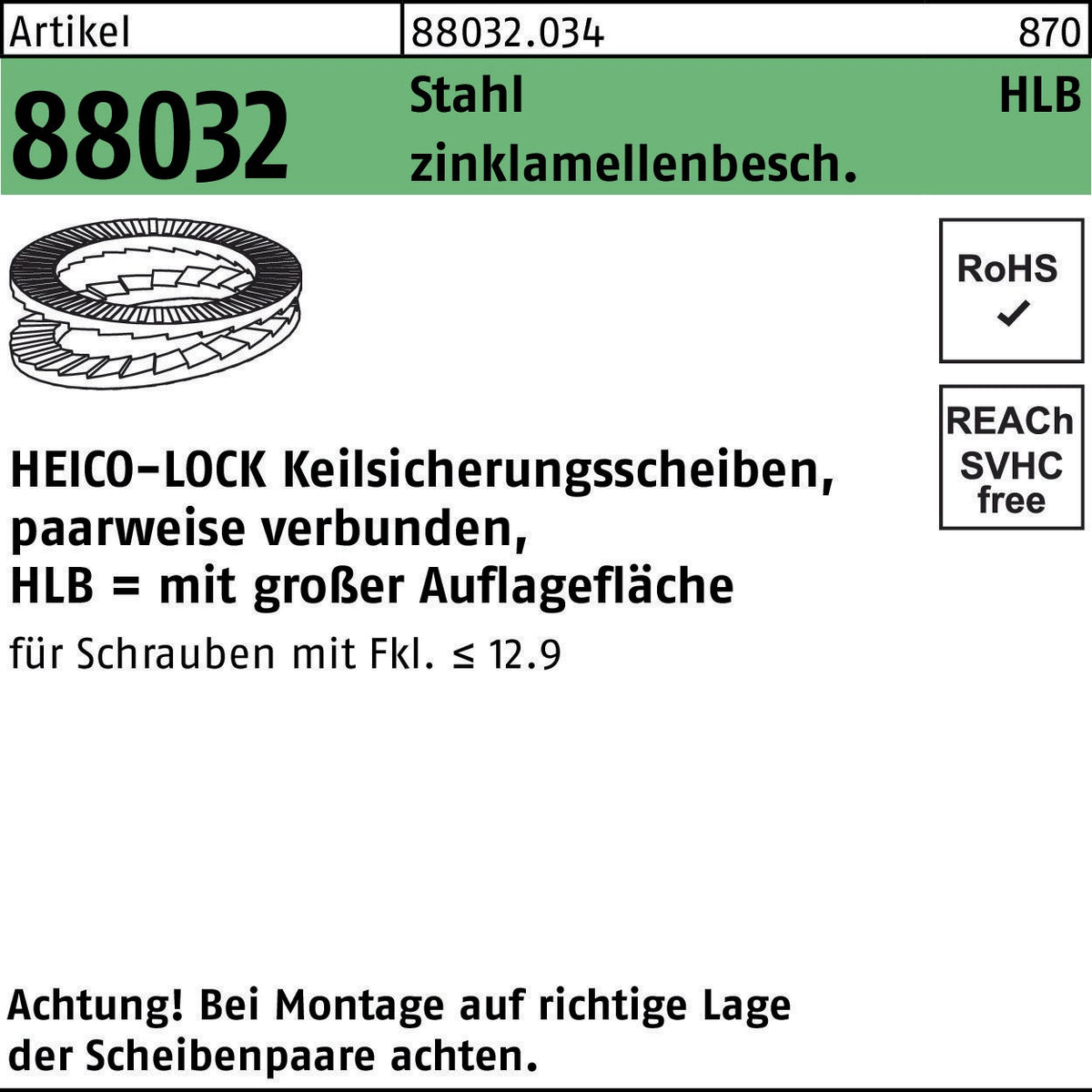 HEICO Keilsicherungsscheiben HLS-3 Stahl zinklamellenbeschichtet