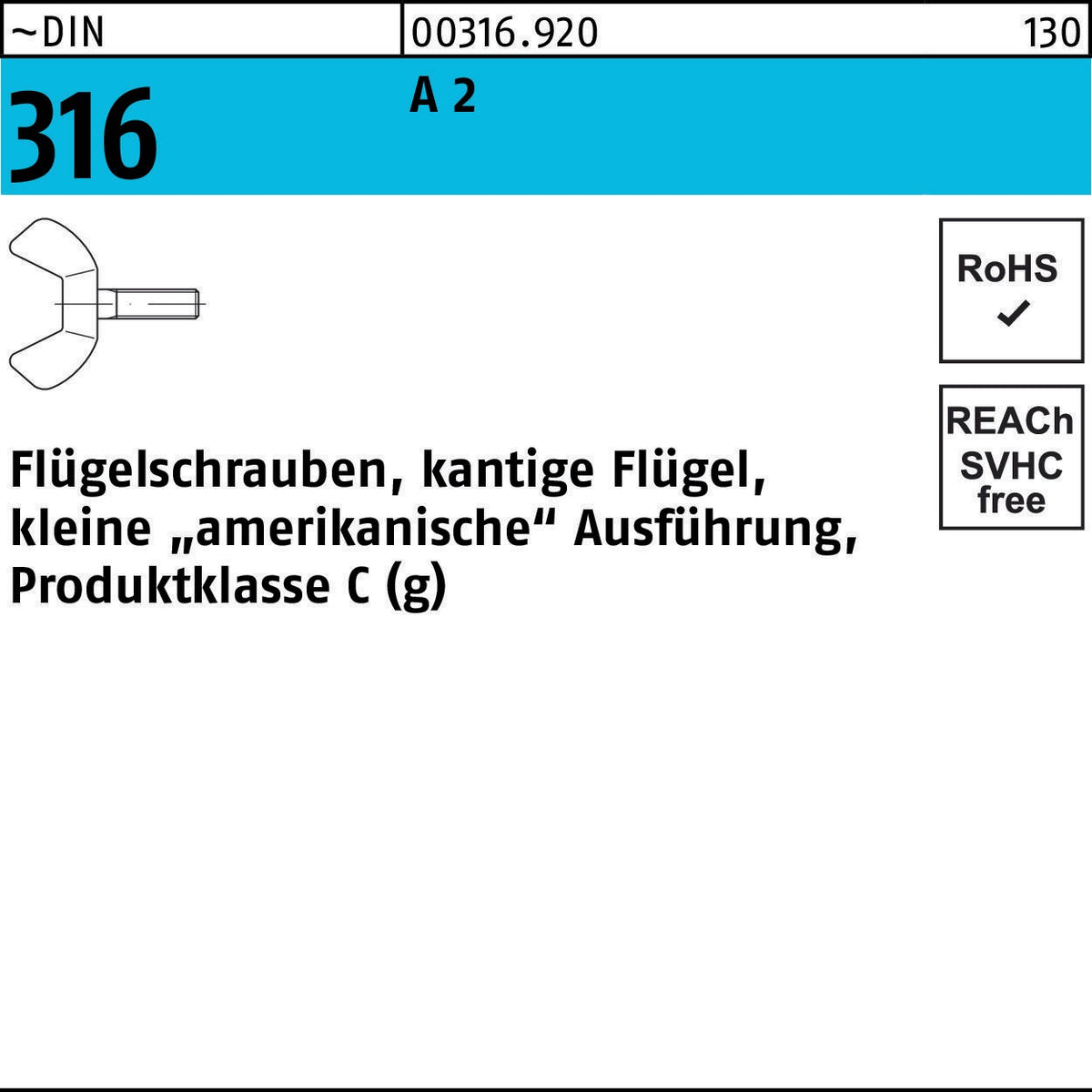 Flügelschraube DIN 316 M4x8 Temperguss/Stahl galv. verzinkt – 100 Stück von F. REYHER