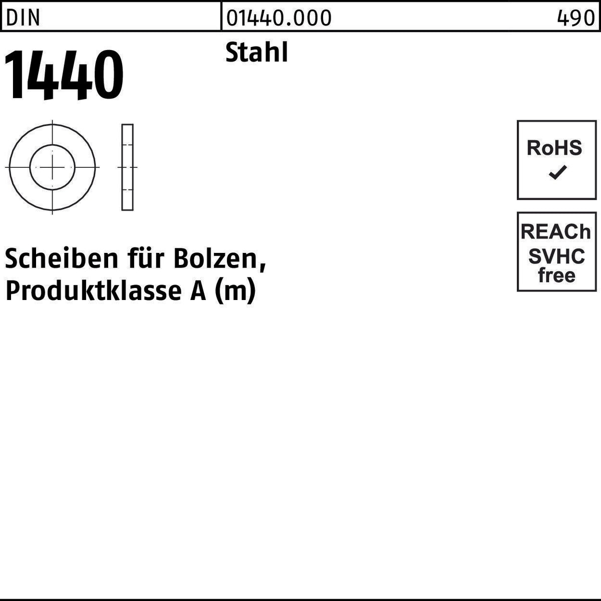 F. REYHER DIN 1440 Scheiben für Bolzen 6x12x1,6 mm Stahl