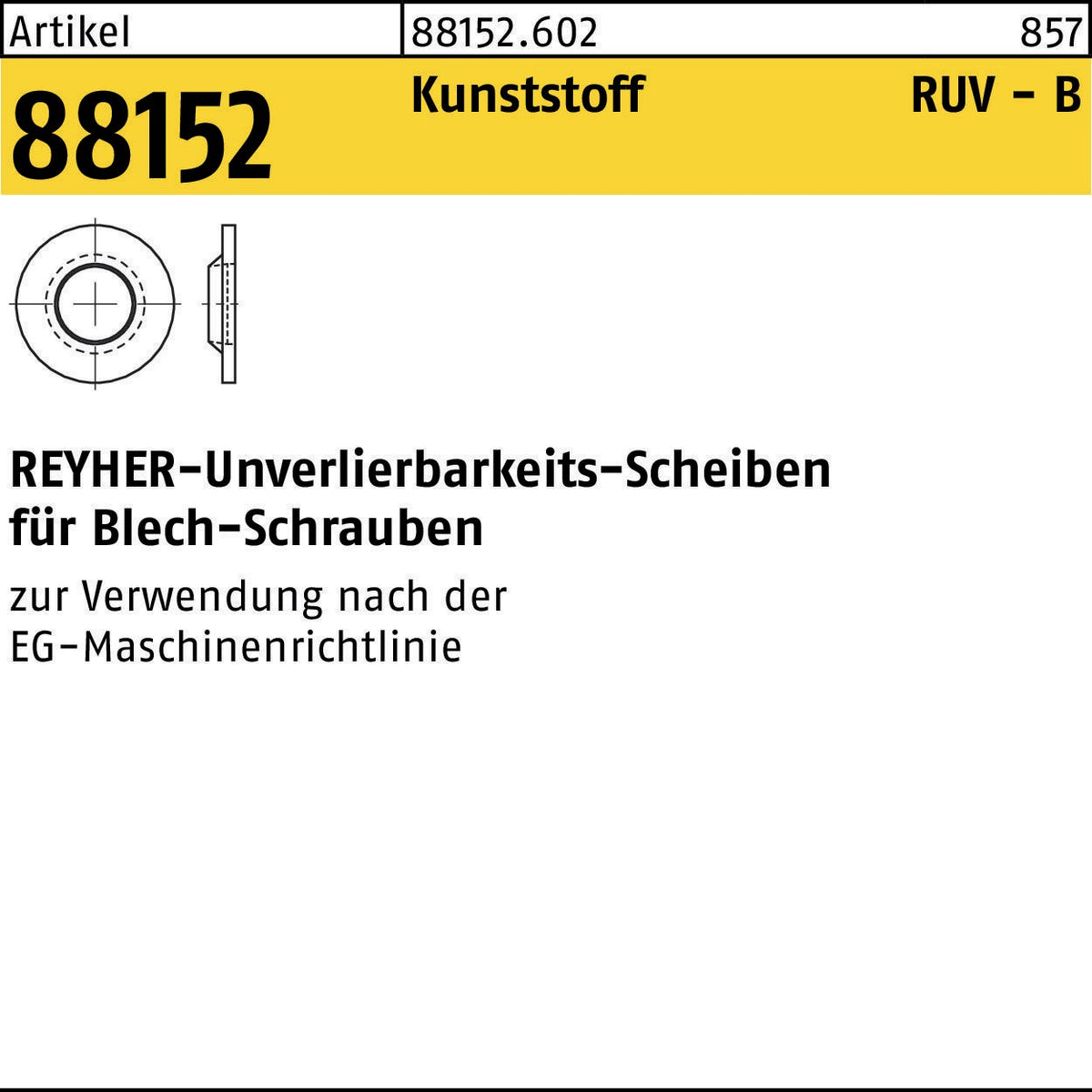 REYHER Unverlierbarkeitsscheibe R 88152 Kunststoff naturfarben 100 Stück für M4