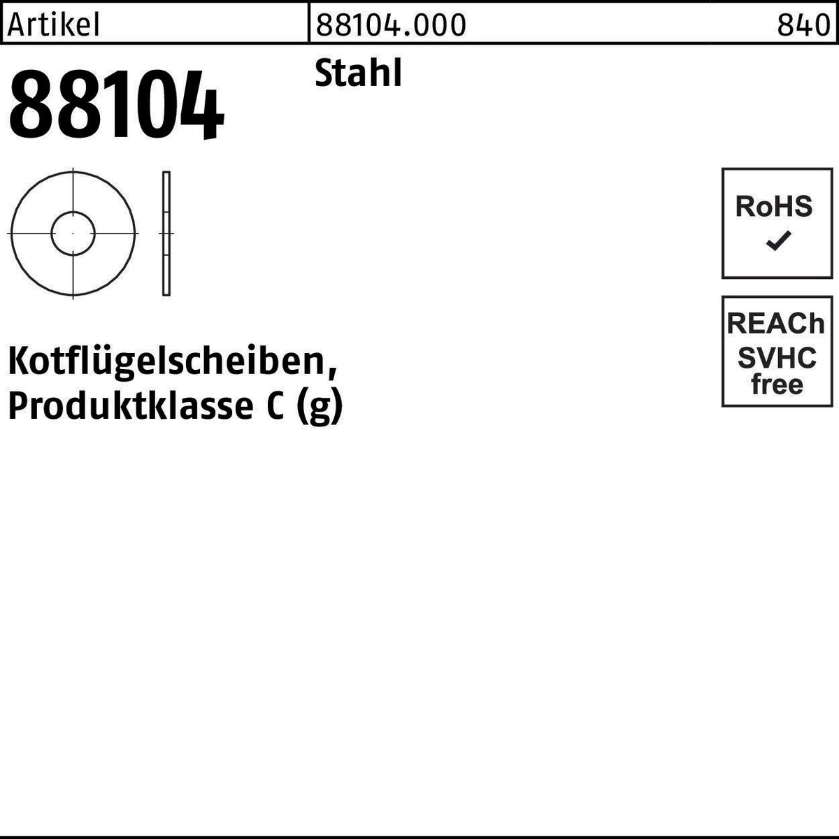 F. REYHER Kotflügelscheibe R 88104 5,3x20x1,5 mm Stahl