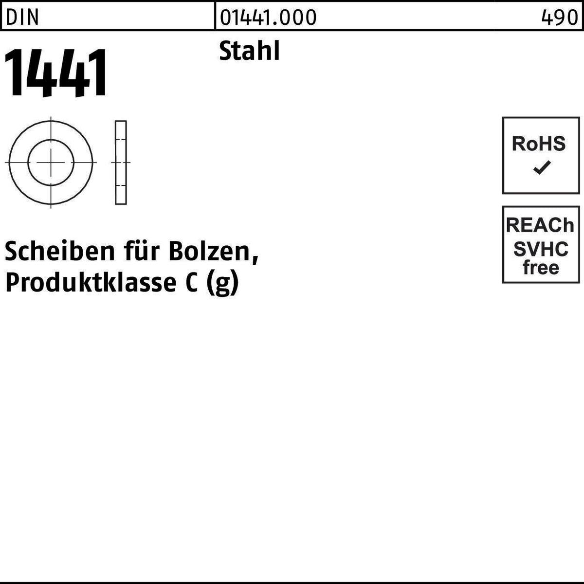 F. REYHER DIN 1441 Scheiben für Bolzen 8x14x1,6 mm Stahl