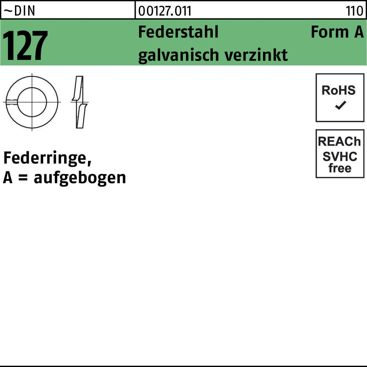 F. REYHER Federring DIN 127 A 12 aus Federstahl, galvanisch verzinkt