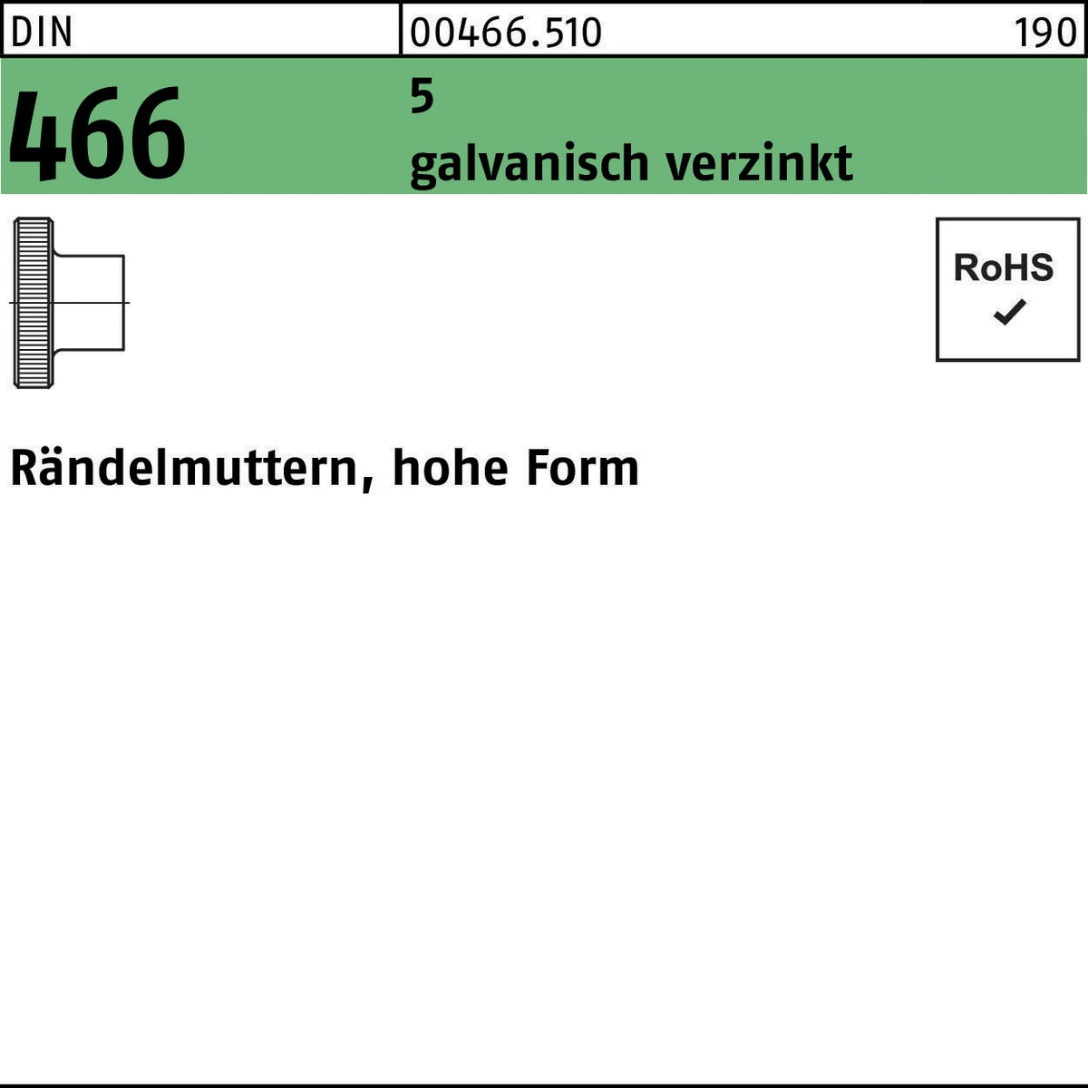 Rändelmutter DIN 466 Hohe Form M3 von F. REYHER – 100 Stück