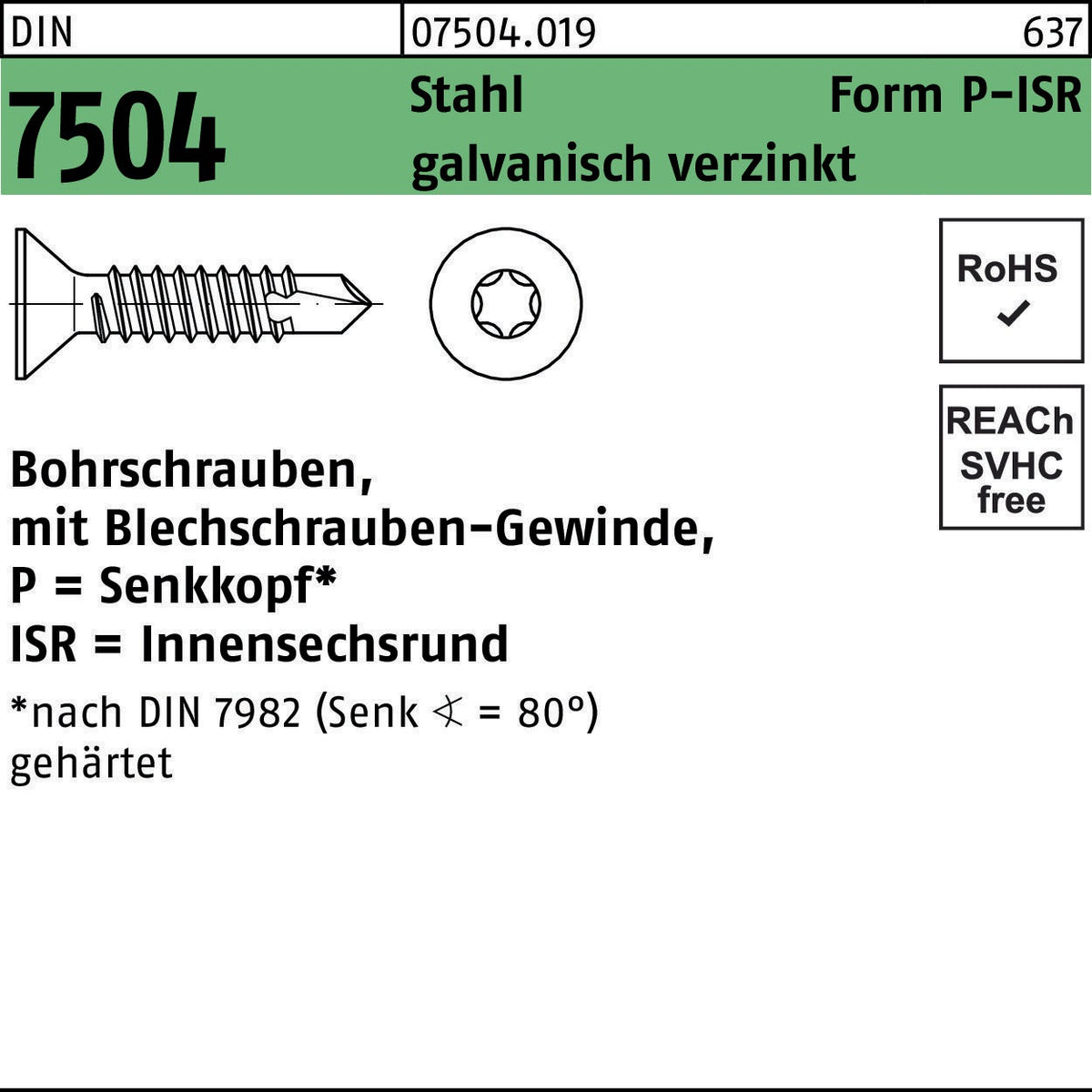 F. REYHER Bohrschraube DIN 7504 Form P-H 2,9x13 mm Stahl galvanisch verzinkt 1000 Stück