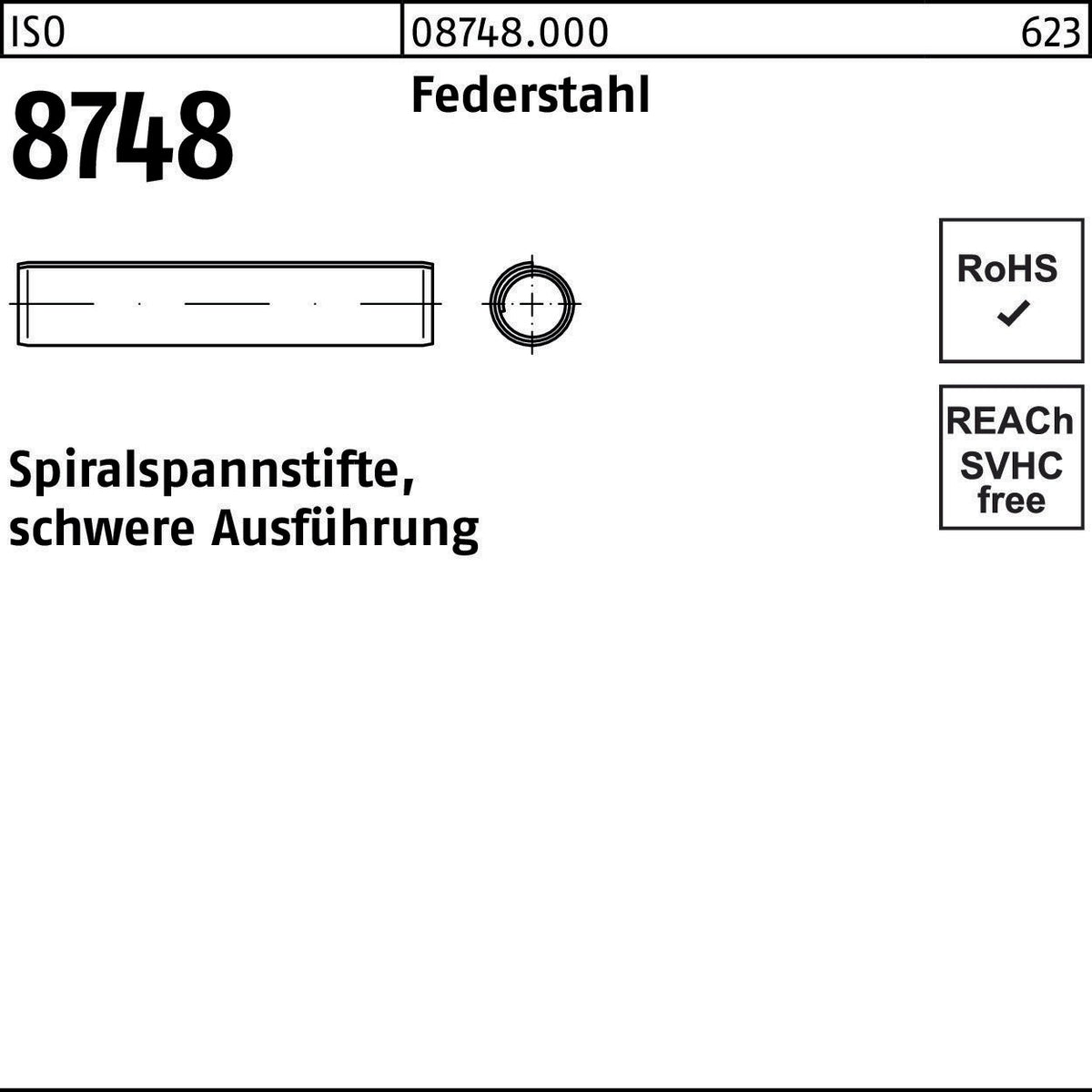 Spiralspannstift ISO 8748 1,5x14 mm Federstahl schwere Ausführung 1000 Stück von F. REYHER