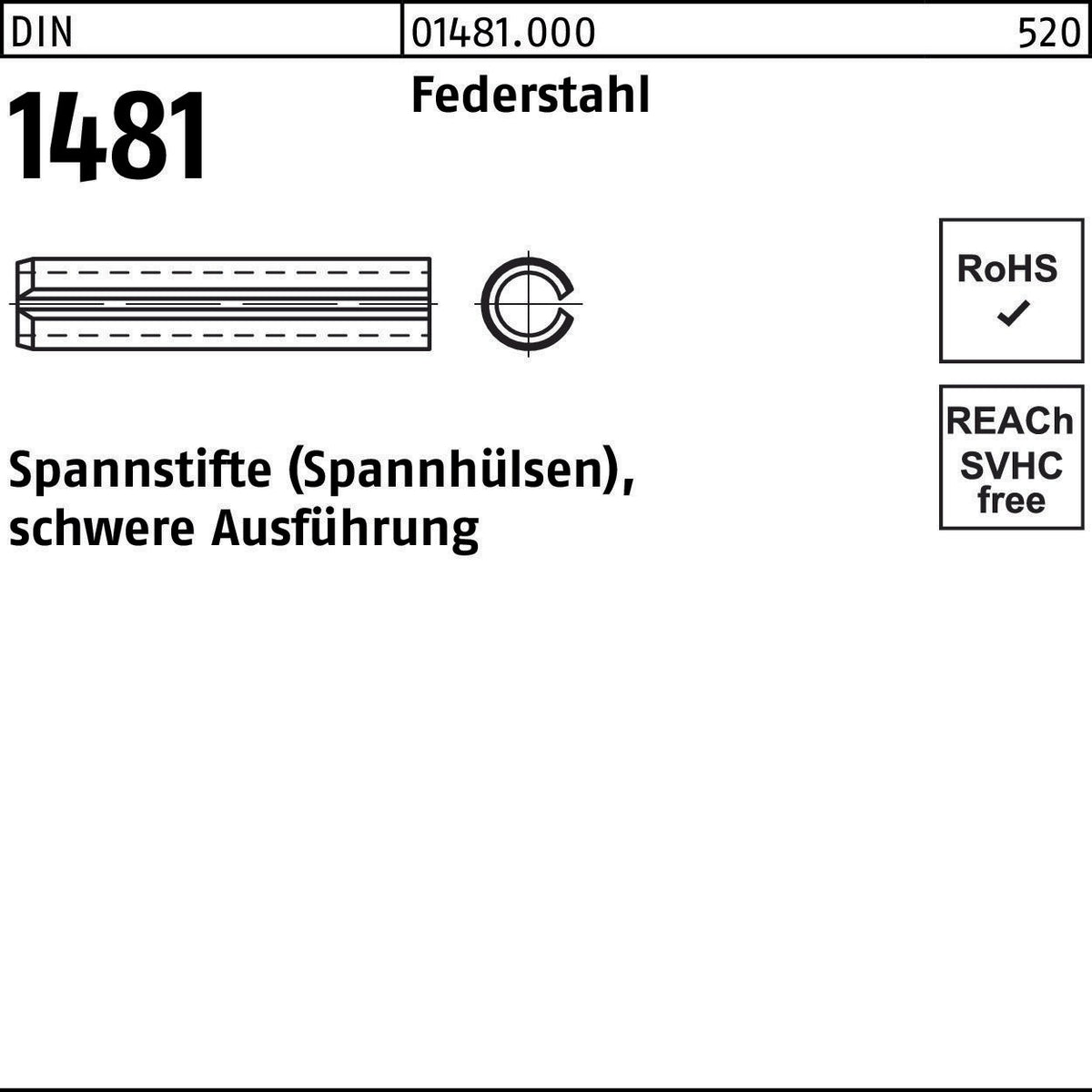 F. REYHER Spannstift DIN 1481 1,5x5 mm Federstahl schwere Ausführung 1000 Stück
